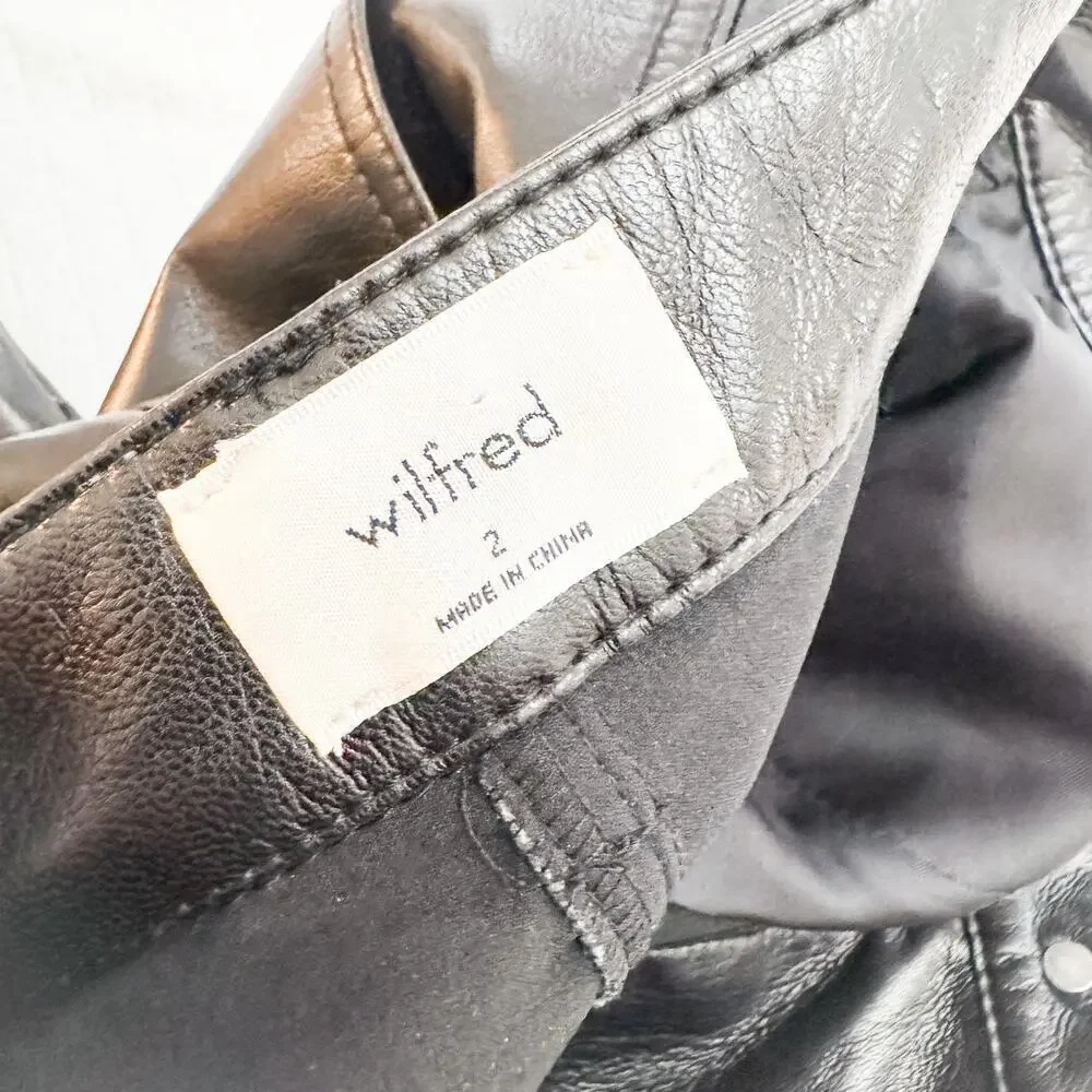 Wilfred by Aritzia Black Faux Leather Black Pants Size 2